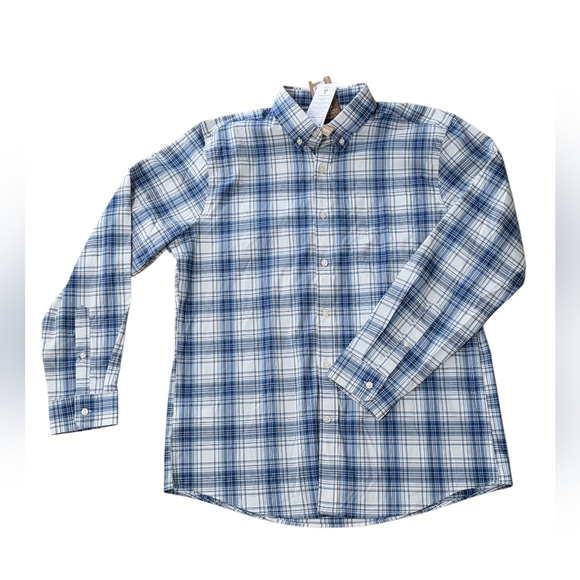 Eddie Bauer Blue and White Plaid Button Down Shirt Size Large - Picture 6 of 7